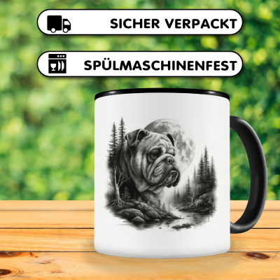 Tasse mit dem Motiv Bulldogge im Wald - Ansicht 4