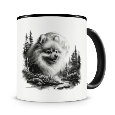 Tasse mit dem Motiv Zwergspitz im Wald