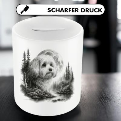 Spardose mit dem Motiv Havaneser im Wald - Ansicht 5