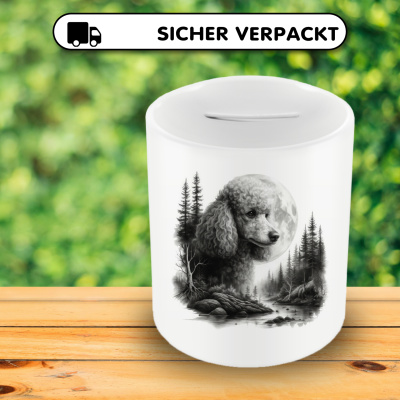 Spardose mit dem Motiv Pudel im Wald - Ansicht 4