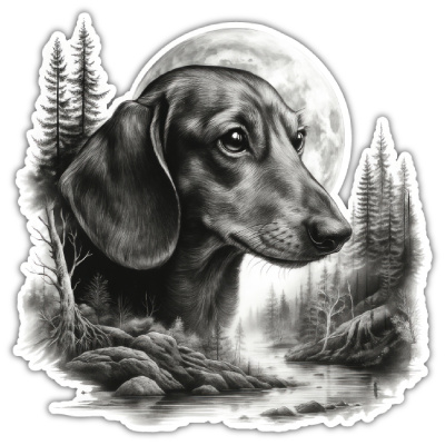 Wandtattoo  Dackel im Wald 