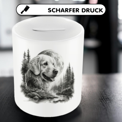 Spardose mit dem Motiv Golden Retriever im Wald - Ansicht 5