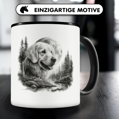 Tasse mit dem Motiv Golden Retriever im Wald - Ansicht 3