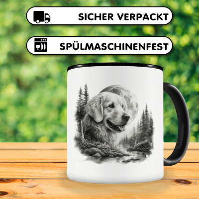 Tasse mit dem Motiv Golden Retriever im Wald - Ansicht 4