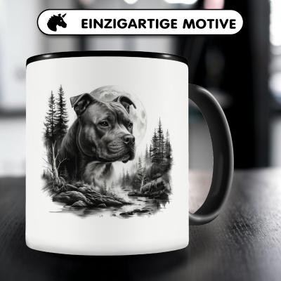 Tasse mit dem Motiv Staffordshire Terrier im Wald - Ansicht 3