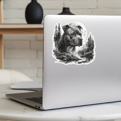 Staffordshire Terrier im Wald Aufkleber Bunt - Ansicht 5