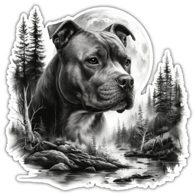 Wandtattoo  Staffordshire Terrier im Wald 