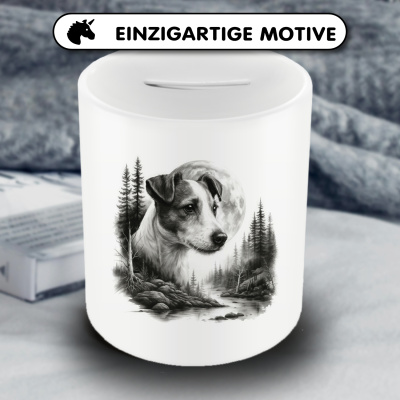 Spardose mit dem Motiv Jack Russell Terrier im Wald - Ansicht 3