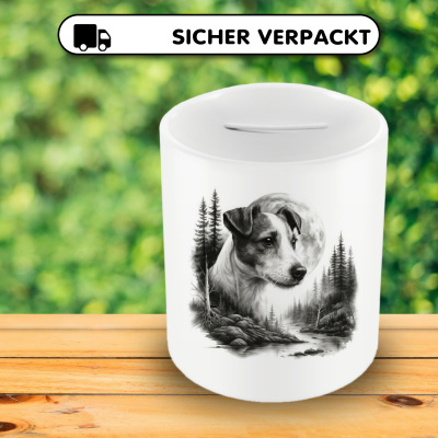 Spardose mit dem Motiv Jack Russell Terrier im Wald - Ansicht 4