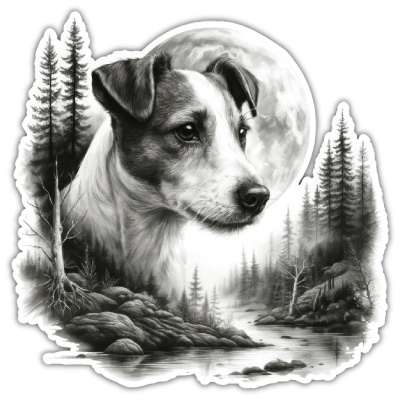 Wandtattoo  Jack Russell Terrier im Wald 