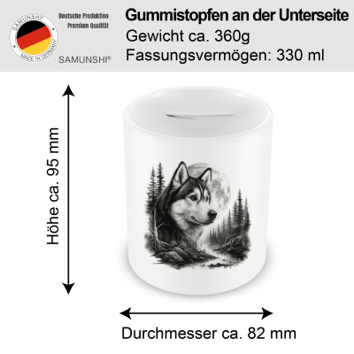 Spardose mit dem Motiv Husky im Wald - Ansicht 2