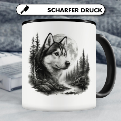 Tasse mit dem Motiv Husky im Wald - Ansicht 5
