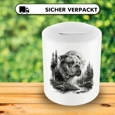 Spardose mit dem Motiv American Bulldog im Wald - Ansicht 4