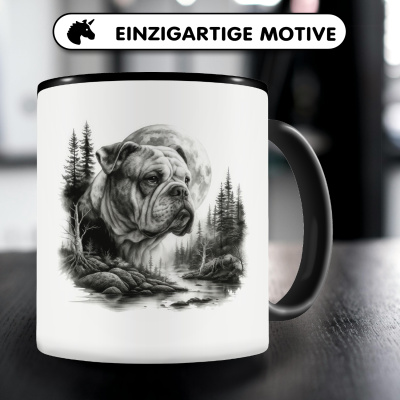 Tasse mit dem Motiv American Bulldog im Wald - Ansicht 3