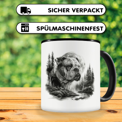 Tasse mit dem Motiv American Bulldog im Wald - Ansicht 4