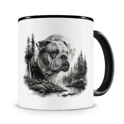 Tasse mit dem Motiv American Bulldog im Wald