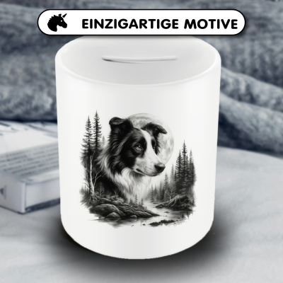 Spardose mit dem Motiv Border Collie im Wald - Ansicht 3