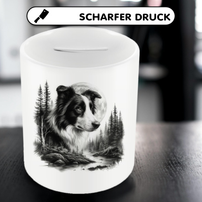 Spardose mit dem Motiv Border Collie im Wald - Ansicht 5