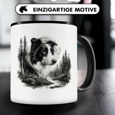Tasse mit dem Motiv Border Collie im Wald - Ansicht 3