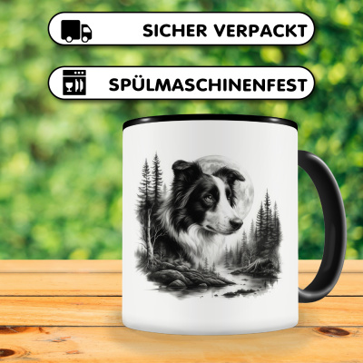 Tasse mit dem Motiv Border Collie im Wald - Ansicht 4