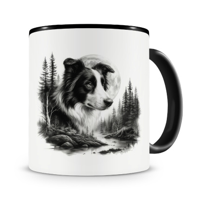 Tasse mit dem Motiv Border Collie im Wald