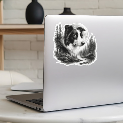 Border Collie im Wald Aufkleber Bunt - Ansicht 5