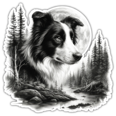 Wandtattoo  Border Collie im Wald 