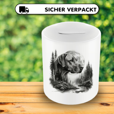 Spardose mit dem Motiv Rhodesian Ridgeback im Wald - Ansicht 4
