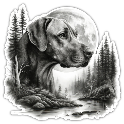 Rhodesian Ridgeback im Wald Aufkleber Bunt