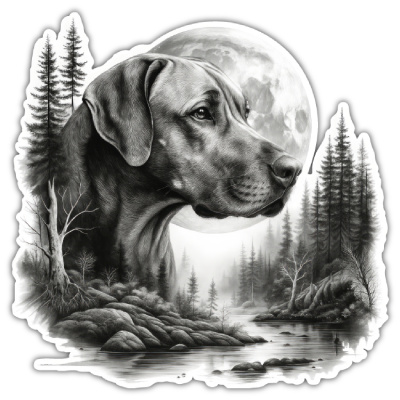 Wandtattoo  Rhodesian Ridgeback im Wald 