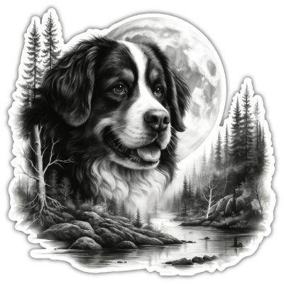 Wandtattoo  Berner Sennenhund im Wald 