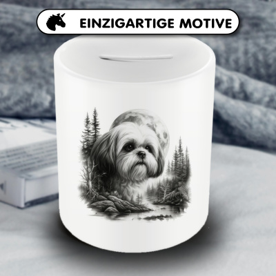 Spardose mit dem Motiv Shih-Tzu im Wald - Ansicht 3
