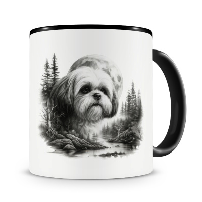Tasse mit dem Motiv Shih-Tzu im Wald
