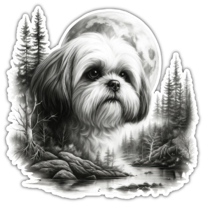 Wandtattoo  Shih-Tzu im Wald 