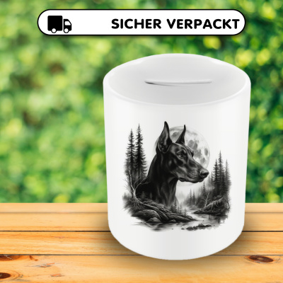 Spardose mit dem Motiv Dobermann im Wald - Ansicht 4