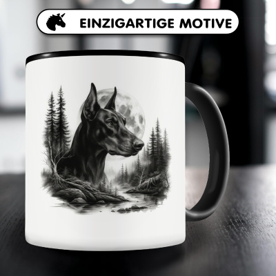 Tasse mit dem Motiv Dobermann im Wald - Ansicht 3