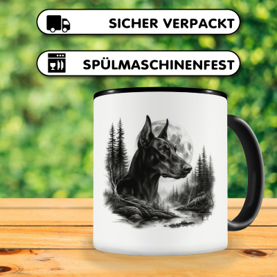 Tasse mit dem Motiv Dobermann im Wald - Ansicht 4
