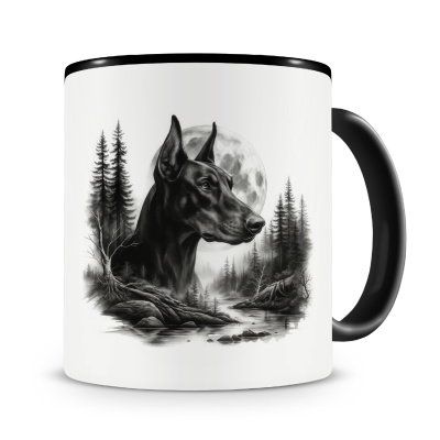 Tasse mit dem Motiv Dobermann im Wald