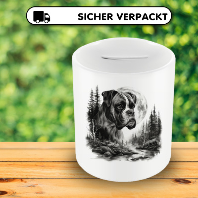 Spardose mit dem Motiv Boxer im Wald - Ansicht 4