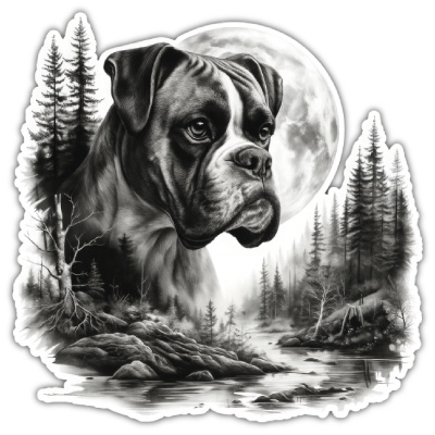 Wandtattoo  Boxer im Wald 
