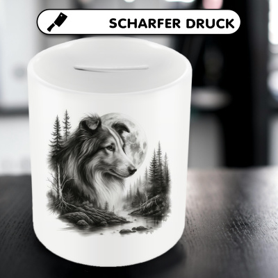 Spardose mit dem Motiv Collie im Wald - Ansicht 5