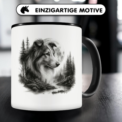 Tasse mit dem Motiv Collie im Wald - Ansicht 3