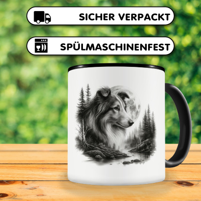 Tasse mit dem Motiv Collie im Wald - Ansicht 4