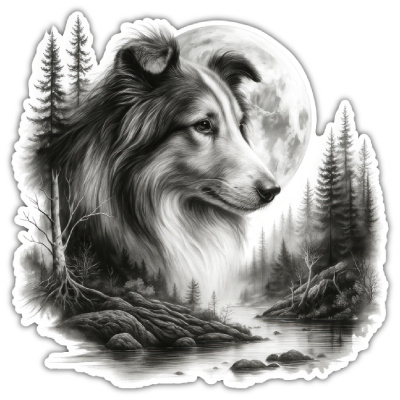 Wandtattoo  Collie im Wald 