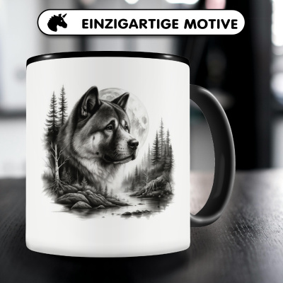 Tasse mit dem Motiv Akita im Wald - Ansicht 3