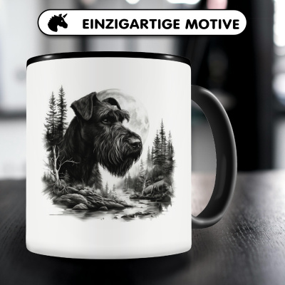 Tasse mit dem Motiv Riesenschnauzer im Wald - Ansicht 3