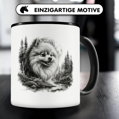 Tasse mit dem Motiv Deutscher Spitz im Wald - Ansicht 3