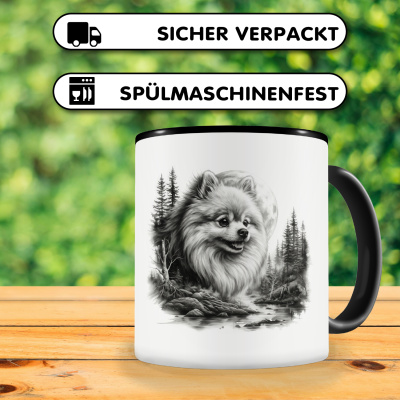 Tasse mit dem Motiv Deutscher Spitz im Wald - Ansicht 4