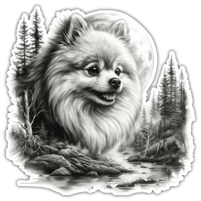 Wandtattoo  Deutscher Spitz im Wald 