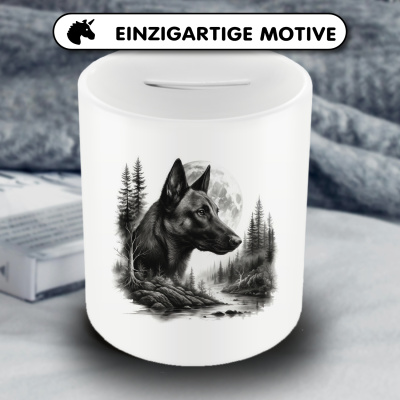Spardose mit dem Motiv Malinois im Wald - Ansicht 3